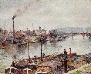 Camille Pissarro - Steamboats in the Port of Rouen