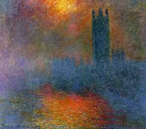 Claude Monet - Houses of Parliament, London, Sun Breaking Through the Fog