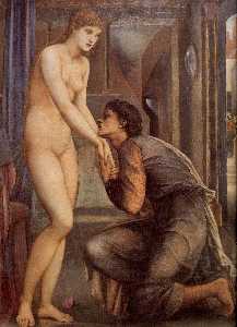 Edward Coley Burne-Jones - Burne Jones Pygmalion and the Image IV The Soul Attains (detail)