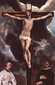 El Greco (Doménikos Theotokopoulos) - Christ on the Cross Adored by Donors