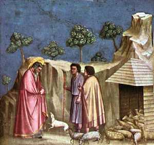 Giotto Di Bondone - Scenes from the Life of Joachim. Joachim Retires to