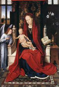 Hans Memling - Virgin Enthroned with Child and Angel