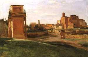 Jean Baptiste Camille Corot - The Arch of Constantine and the Forum, Rome