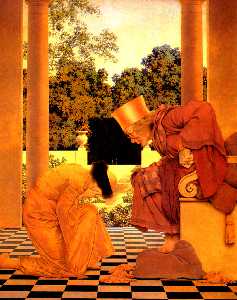 Maxfield Parrish - Lady Ursula Kneeling Before Pompdebile, King of Hearts