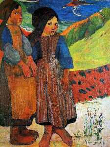 Paul Gauguin - Two Breton girls Sun