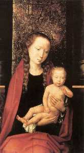 Hans Memling - Virgin and Child Enthroned (detail 1) -