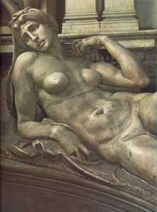 Michelangelo Buonarroti - Medicis - dawn (detail)