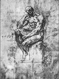 Michelangelo Buonarroti - Sistine Chapel-Study of a Man