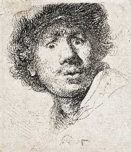 Rembrandt Van Rijn - Self-Portrait, Staring