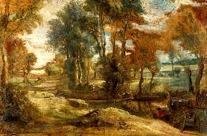 Peter Paul Rubens - A Wagon fording a Stream