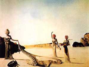 Salvador Dali - Dalí three women with heads of flowers finding the skin of a