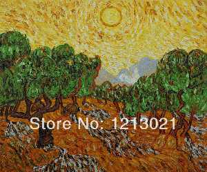 Vincent Van Gogh - Oliviers et soleil jaune