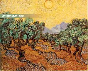 Vincent Van Gogh - Olive trees with yellow sky and sun, - (73.7x92.)