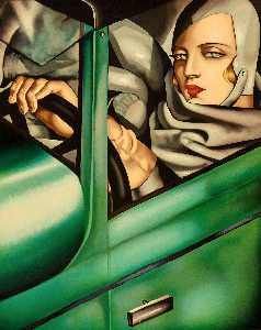 Tamara De Lempicka - in the Green Bugatti