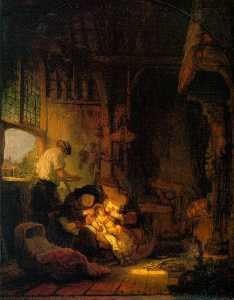 Rembrandt Van Rijn - The holy family musee du louvre, paris