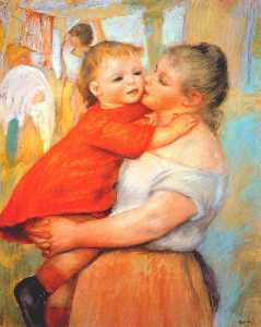 Pierre-Auguste Renoir - Aline and Pierre, pastel on paper on wood, Clev