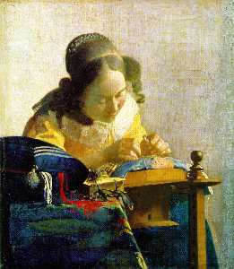Johannes Vermeer - The lacemaker, Louvre