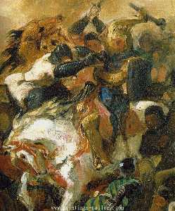 Eugène Delacroix - The Battle of Tailleburg (Detail of Louis IX on white horse)