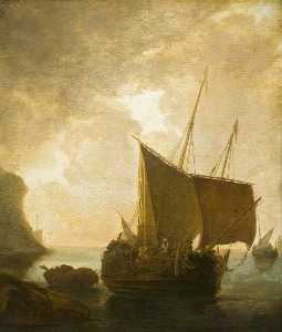 Adam Pynacker - Harbour Scene with Fishing Boats