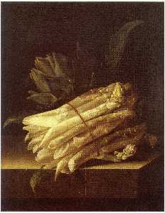 After Adriaen Coorte - English Still Life of Asparagus and Artichoke