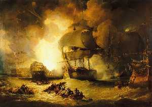 George Arnald - The Destruction of -L-Orient- at the Battle of the Nile, 1 August 1798