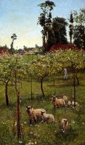 Alice Mary Havers - Sheep in an Orchard