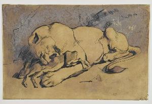 Eugène Delacroix - Lioness devouring a Rabbit