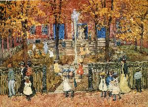 Maurice Brazil Prendergast - West Church, Boston (also known as Red School House, Boston or West Church at Cambridge and Lynde Streets)