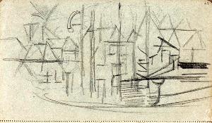 Theo Van Doesburg - Abstracted cityscape from sketchbook 130