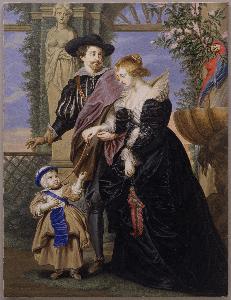 Bernard Iii Lens - Copy after -Rubens, Helena Fourment (1614–1673), and Their Son Frans (1633–1678)-