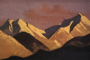 Nicholas Roerich - Himalayas. Mountains lit by sunset.