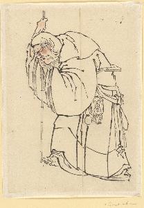 Katsushika Hokusai - Hermit with a Staff