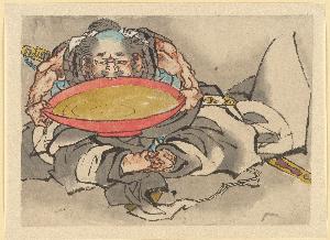 Katsushika Hokusai - Sakata Kintoki Drinking Sake Wine