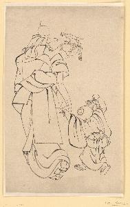 Katsushika Hokusai - Mother and Children in Summer Night