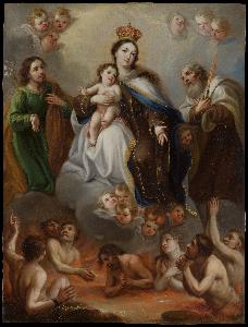 Juan Francisco De Aguilera - The Virgin of Carmen and the Souls of Purgatory with St. Joseph and the Prophet Elijah