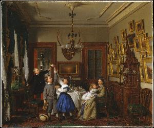 Seymour Joseph Guy - The Contest for the Bouquet: The Family of Robert Gordon in Their New York Dining-Room