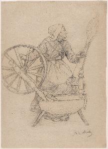 Jules Adolphe Aimé Louis Breton - Woman at the spinning wheel