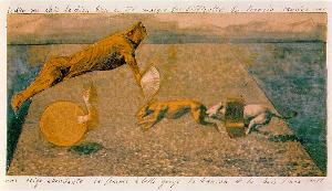 Max Ernst - The dog that craps dog wearing well despite the difficult terrain caused by heavy snow in the woman-#39;s throat beautiful song of the flesh