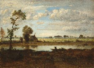 Théodore Rousseau (Pierre Etienne Théodore Rousseau) - Landscape with Boatman