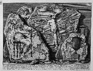 Giovanni Battista Piranesi - The Roman antiquities, t. 3, Plate XLIX. Decorative details of the walls of the room above.
