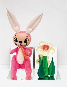 Jeff Koons - Inflatable Flower and Bunny (Tall White, Pink Bunny)
