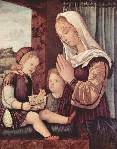 Vittore Carpaccio - Virgin Mary and John the Baptist, praying to the child Christ