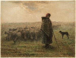 Jean-François Millet - Shepherdess and Her Flock