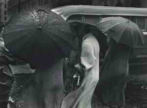 Pirkle Jones - Figures in Rain, San Francisco, from Portfolio Two: Twelve Photographs by Pirkle Jones