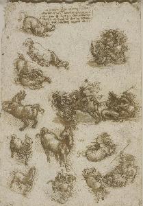 Leonardo Da Vinci - Horses, St George fighting the Dragon, and a lion