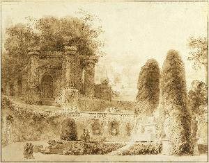 Jean-Honoré Fragonard - Roman Park with Fountain, 1774