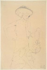 Gustave Klimt - Standing Woman with Left Leg Raised; Figure Repeated (Study for \