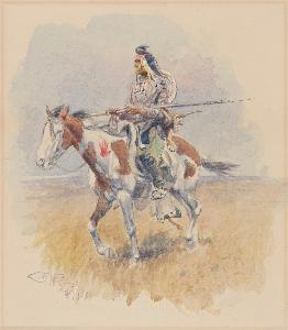 Charles M. Russell - Indian on Horseback