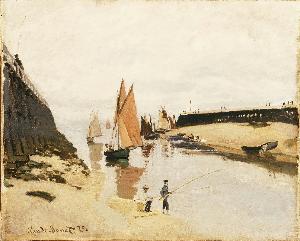 Claude Monet - Breakwater at Trouville, Low Tide