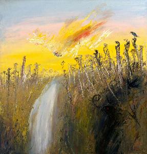 Arthur Merric Bloomfield Boyd - Nebuchadnezzar on fire falling over a waterfall